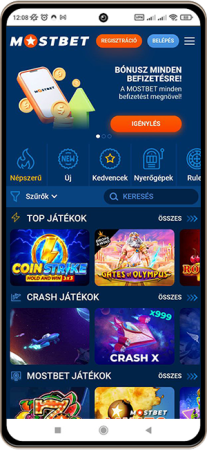 Mostbet Casino mobil képernyő