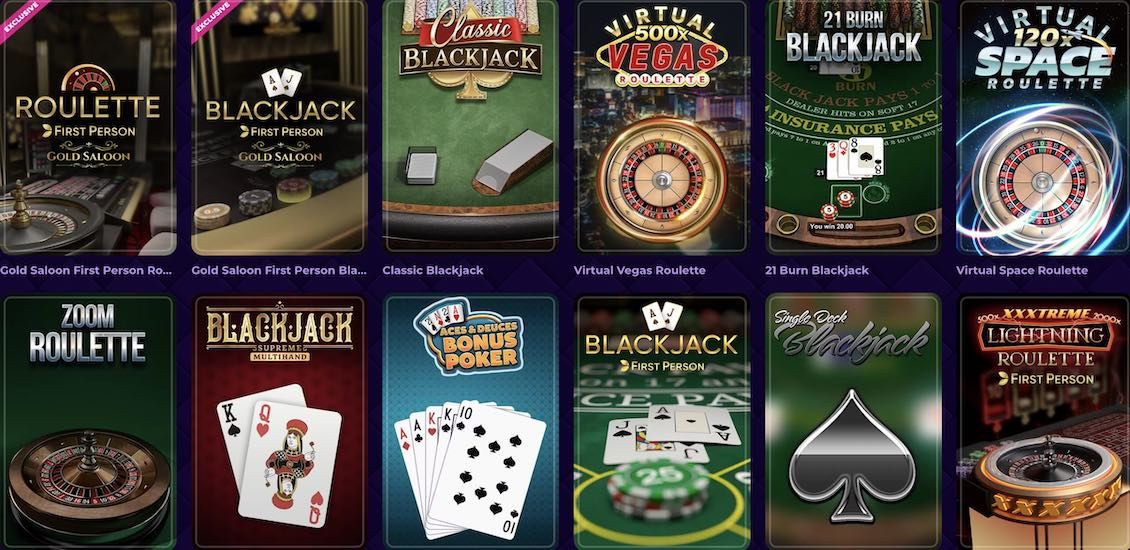 A RoyalGame Casino asztali játékainak listája