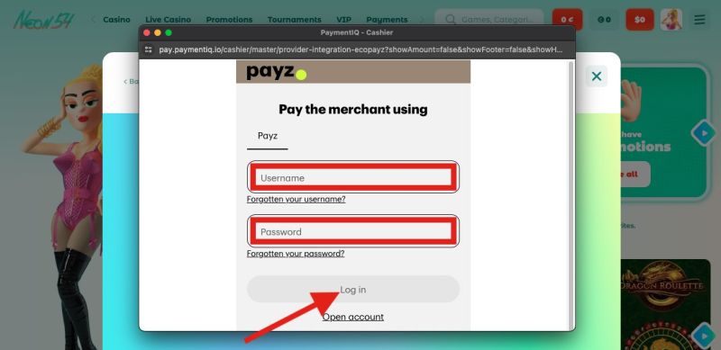 Payz útmutató: hogyan lehet Payz-zel befizetni egy kaszinóba? - 6. lépés